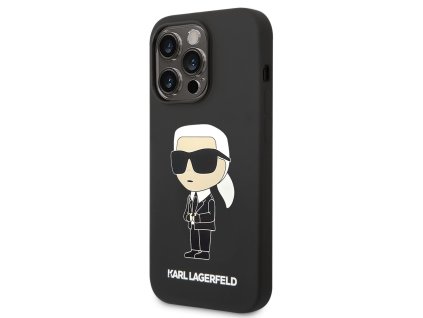 Karl Lagerfeld Liquid Silicone Ikonik NFT Zadní Kryt pro iPhone 14 Pro Black