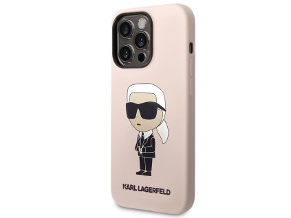 Karl Lagerfeld Liquid Silicone Ikonik NFT Zadní Kryt pro iPhone 14 Pro Max Pink