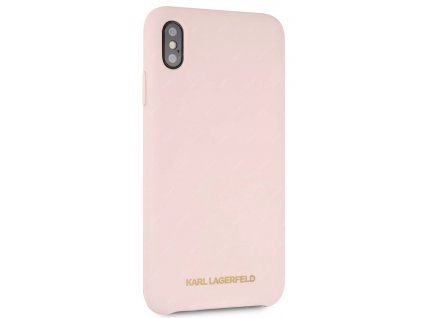 Karl Lagerfeld Gold Logo Silicone Case iPhone XS Max pískově růžový