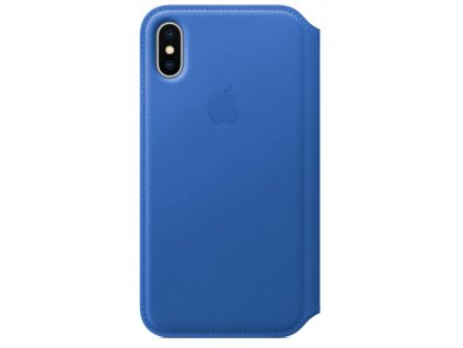 KOŽENÉ POUZDRO APPLE LEATHER FOLIO IPHONE XS/X-ELEKTRICKY MODRÉ