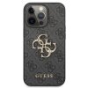 Guess PU 4G Metal Logo Zadní Kryt pro iPhone 13 Pro Max Grey1