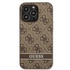 Guess PU 4G Stripe Zadní Kryt pro iPhone 13 Pro Brown1