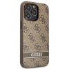 Guess PU 4G Stripe Zadní Kryt pro iPhone 13 Pro Brown2