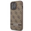 Guess PU 4G Stripe Zadní Kryt pro iPhone 13 Pro Brown