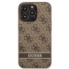 Guess PU 4G Stripe Zadní Kryt pro iPhone 13 Pro Max Brown1