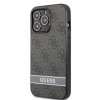 Guess PU 4G Stripe Zadní Kryt pro iPhone 13 Pro Max Grey