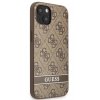 Guess PU 4G Stripe Zadní Kryt pro iPhone 13 mini Brown1