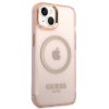 Guess Translucent MagSafe Kompatibilní Zadní Kryt pro iPhone 14 Plus Pink2