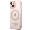 Guess Translucent MagSafe Kompatibilní Zadní Kryt pro iPhone 14 Plus Pink