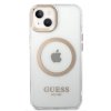 Guess Transparent MagSafe Kompatibilní Zadní Kryt pro iPhone 14 Gold1