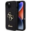 Guess PU Fixed Glitter 4G Metal Logo Zadní Kryt pro iPhone 15 Black