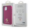Guess PU 4G Strass Metal Logo Zadní Kryt pro iPhone 15 Pink2