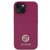 Guess PU 4G Strass Metal Logo Zadní Kryt pro iPhone 15 Pink