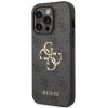 Guess PU 4G Metal Logo Zadní Kryt pro iPhone 15 Pro Grey1