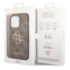 Guess PU 4G Metal Logo Zadní Kryt pro iPhone 15 Pro Brown3