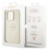 Guess PU Saffiano MagSafe Zadní Kryt pro iPhone 15 Pro Beige3