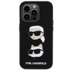 Karl Lagerfeld Liquid Silicone Karl and Choupette Heads Zadní Kryt pro iPhone 15 Pro Black