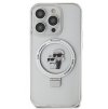 Karl Lagerfeld Ringstand Karl and Choupette MagSafe Zadní Kryt pro iPhone 15 Pro White