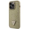 Guess Rhinestones Triangle Metal Logo Kryt pro iPhone 15 Pro Gold1