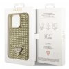 Guess Rhinestones Triangle Metal Logo Kryt pro iPhone 15 Pro Gold3