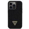 Guess Rhinestones Triangle Metal Logo Kryt pro iPhone 15 Pro Black