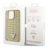 Guess Rhinestones Triangle Metal Logo Kryt pro iPhone 15 Pro Max Gold2