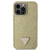 Guess Rhinestones Triangle Metal Logo Kryt pro iPhone 15 Pro Max Gold