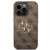 Guess PU 4G Metal Logo Zadní Kryt pro iPhone 15 Pro Max Brown