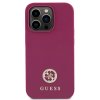 Guess PU 4G Strass Metal Logo Zadní Kryt pro iPhone 15 Pro Max Pink