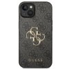 Guess PU 4G Metal Logo Zadní Kryt pro iPhone 15 Grey