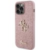 Guess PU Fixed Glitter 4G Metal Logo Zadní Kryt pro iPhone 15 Pro Max Pink1