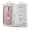 Guess PU Fixed Glitter 4G Metal Logo Zadní Kryt pro iPhone 15 Pro Max Pink2