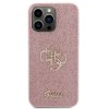 Guess PU Fixed Glitter 4G Metal Logo Zadní Kryt pro iPhone 15 Pro Max Pink