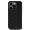 AMG PC:TPU Carbon Effect and Leather Stripe Magsafe Zadní Kryt pro iPhone 15 Pro Black
