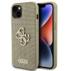 Guess PU Perforated 4G Glitter Metal Logo Zadní Kryt pro iPhone 15 Gold