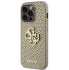 Guess PU Perforated 4G Glitter Metal Logo Zadní Kryt pro iPhone 15 Pro Gold