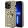 Guess PU Perforated 4G Glitter Metal Logo Zadní Kryt pro iPhone 15 Pro Gold