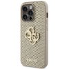 Guess PU Perforated 4G Glitter Metal Logo Zadní Kryt pro iPhone 15 Pro Max Gold1