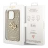 Guess PU Perforated 4G Glitter Metal Logo Zadní Kryt pro iPhone 15 Pro Max Gold2