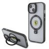 Ferrari Ring Stand MagSafe Zadní Kryt pro iPhone 15 Transparent:Black Outline