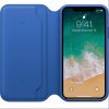 KOŽENÉ POUZDRO APPLE LEATHER FOLIO IPHONE XS/X-ELEKTRICKY MODRÉ 2