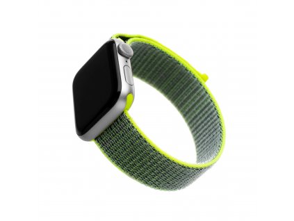 Nylonový řemínek FIXED Nylon Strap pro Apple Watch 49mm/ Watch 45mm/ Watch 44mm/ Watch 42mm, tmavě limetkový