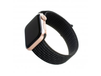 Nylonový řemínek FIXED Nylon Strap pro Apple Watch 49mm/ Watch 45mm/  Watch 44mm/ Watch 42mm, reflexně černý