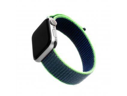 Nylonový řemínek FIXED Nylon Strap pro Apple Watch 42mm/41mm/ 40mm/ 38mm, neonově modrý