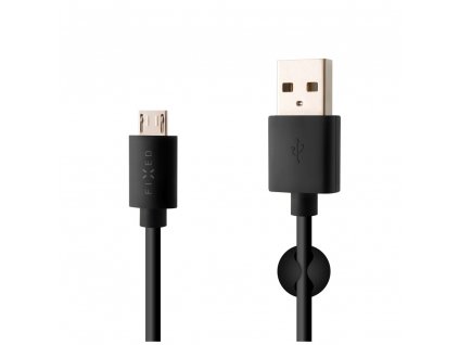 Dátový a nabíjací kábel FIXED s konektormi USB/micro USB, 1 meter, čierny