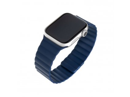 Silikonový řemínek FIXED Magnetic Strap s magnetickým zapínáním pro Apple Watch 42 mm/44 mm/45 mm/49mm, modrý