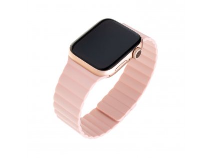 Silikónový remienok FIXED Magnetic Strap s magnetickým zapínaním pre Apple Watch 42 mm/44 mm/45 mm/46 mm/49 mm, ružový