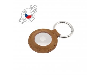 Púzdro FIXED Case for AirTag z pravej hovädzej kože s karabínou, hnedé