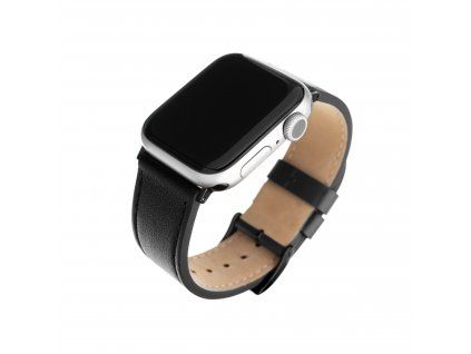 Fixed Kožený řemínek Leather Strap pro Watch 42mm/44mm/45mm/46mm/49mm, černý