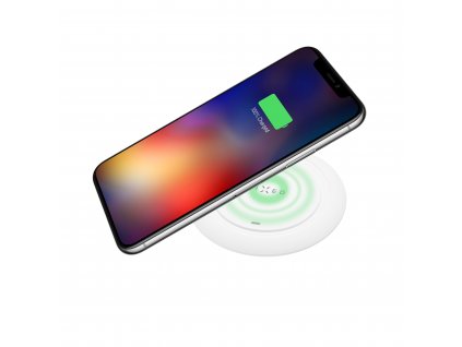 Podložka FIXED pre rýchle bezdrôtové nabíjanie telefónu, 10 W, biela